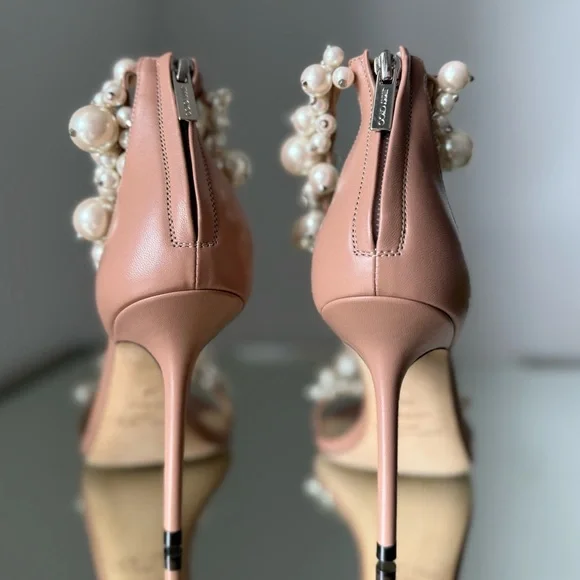 New JIMMY CHOO Maisel 100 pearl-embellished leather heeled sandals 36 $2,295 - Picture 9 of 12